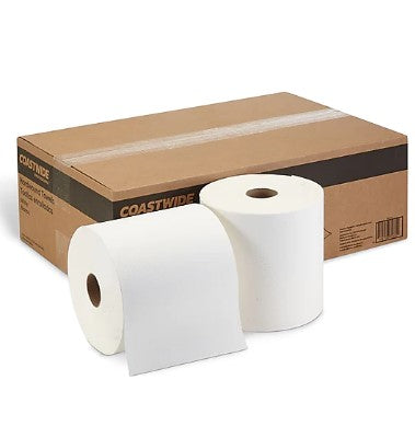 Cwp Hardwound Paper Towel, 1-ply, White, 800' Roll, 6 Rolls Carton 